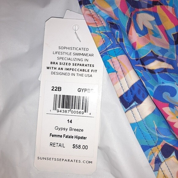 Sunset Gypsy Breeze Size 14 Hipster Bikini Bottom NWT - Picture 3 of 7
